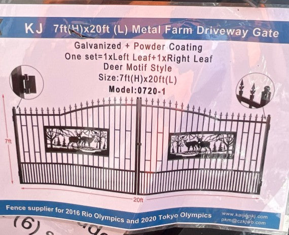 Quantity of (6) 2025 KJ K0720-6 20 ft x 7 ft Wrought Iron Bi-Parting Driveway Gate (Unused)