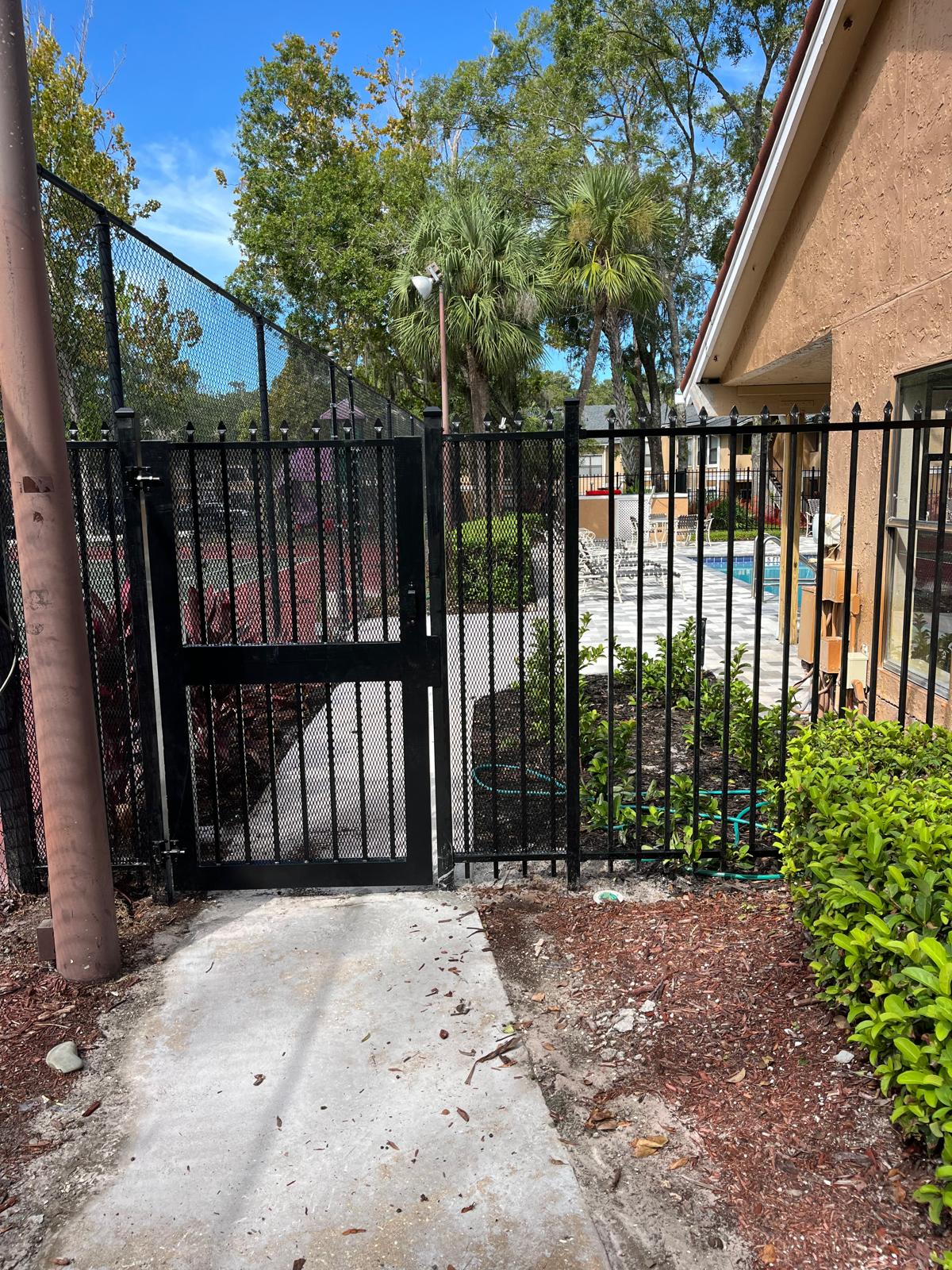 Aluminum Fence Specification – Press Point Style (Welded) Height: 6 feet black / Exterior Pool Gate, Exit Only