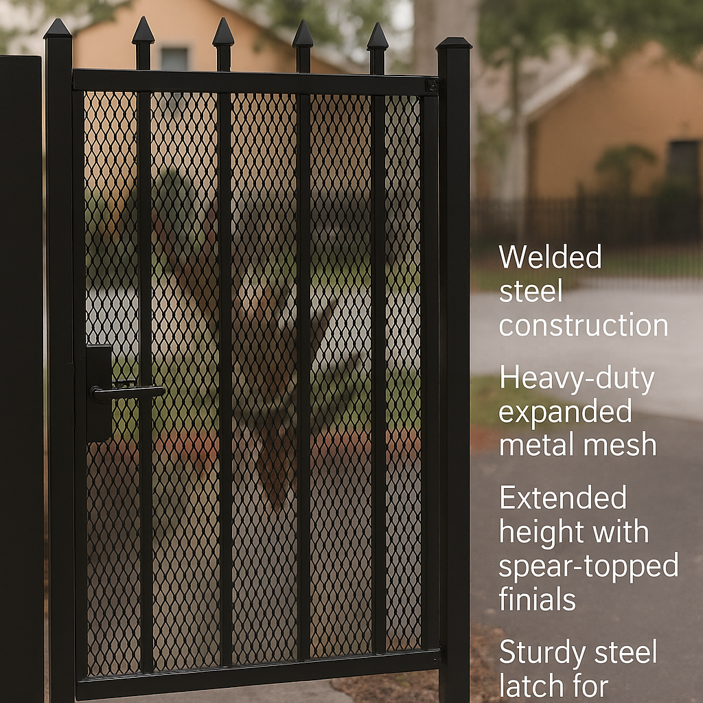 Aluminum Fence Specification – Press Point Style (Welded) Height: 6 feet black / Exterior Pool Gate, Exit Only