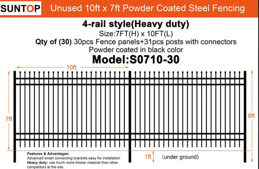 Quantity of (30) 2025 SUNTOP S0710-30 10 ft x 7 ft Powder Coated Fencing (Unused)