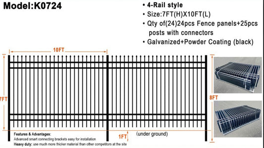 Quantity of (24) 2025 KJ K0724 10 ft x 7 ft Powder Coated Fencing (Unused)
