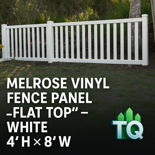 Melrose Vinyl Fence Panel “Flat Top” – White – 4′ H × 8′ W