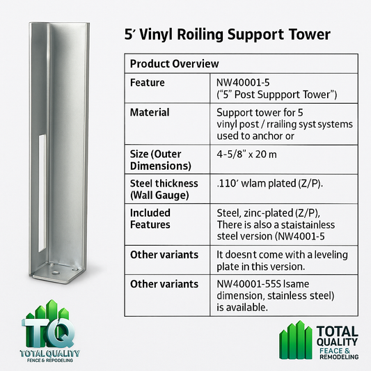5″ Vinyl Railing Support Tower