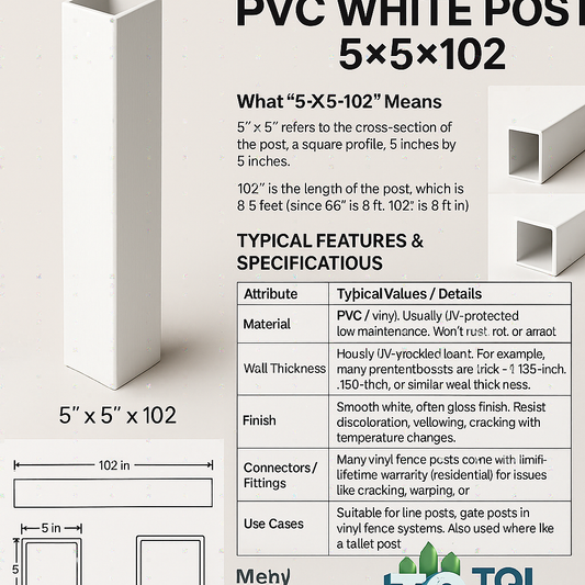 PVC White post 5x5x102